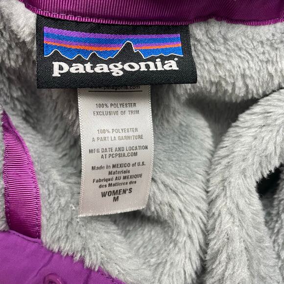 Patagonia Re-Tool Snap Pullover Womens Medium Gray Purple Soft Cozy Synchilla - Picture 2 of 5